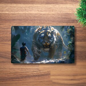 Alfombrilla de juego Tiger MTG para TCG, OCG, Dnd Deskmat, alfombrilla de ratón Fantasy Beast Anime, alfombrilla de juego de neopreno, 60 x 35 cm, 14 x 24"
