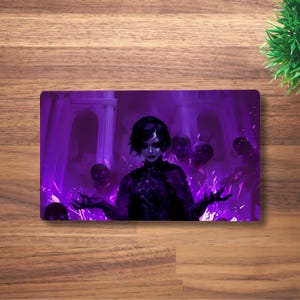 Tapete de juego MTG de invocación ardiente del nigromante para TCG, OCG, Dnd Deskmat, alfombrilla de ratón de anime de fantasía, tapete de juego de neopreno negro de no muertos, 60 x 35 cm, 14 x 24"