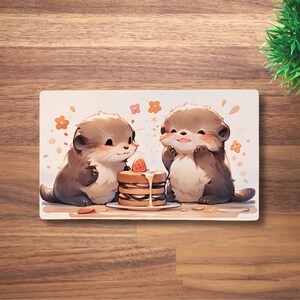 Lontras comendo panquecas TCG OCG Tapete de jogo fofo Tamanho 14"x24" 60 x 35 CM Mousepad Tapete de jogo Mouse Pad Gamemat