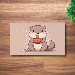 Tapete de jogo MTG Otter amante de macarrão para TCG, OCG, tapete de mesa Chibi, mouse pad de anime Lofi, tapete de jogo preto de neoprene fofo, Kawaii, 60 x 35 CM, 14 x 24"
