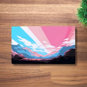 Tapis de jeu paysage transgenre, tapis de souris LGBT Vibrant Mountain, taille du tapis de jeu 14 x 24 po.