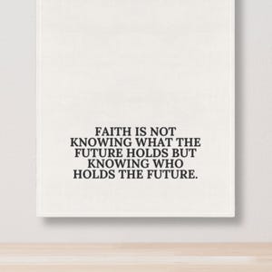 Faith in the Future Tea Towel, Minimalist Christian Kitchen Decor, Encouraging Scripture Quote, Wedding Housewarming Gift, Christian gift