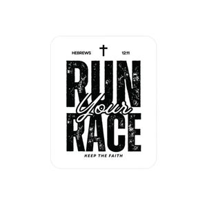 Sticker Run Your Race Hebreeën 12:1 christelijke atleetsticker, motiverende vinylsticker bijbelvers, op geloof gebaseerd track & field-cadeau