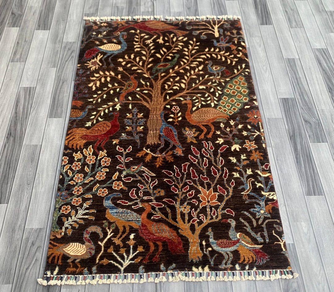Handmade Wool Tree of Life Rug: Afghan Boho Area Rug (157 X 104 CM) - Etsy