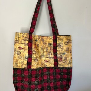Bolso de viaje grande con forro, rojo, marrón y negro, 18 x 20 pulgadas