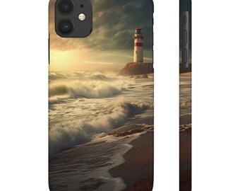 Beach phone case, Slim Phone Cases, scenic, beach, lighthouse, iPhone Cases