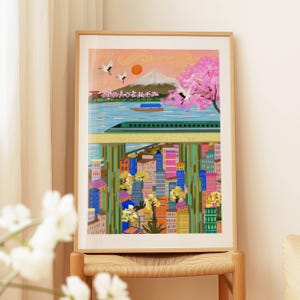 Mount Fuji Wall Art | Tokyo Skyline Poster | Japanese Travel Gift Under 50 | Musuem-Quality Print image 2