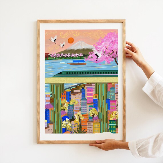 Mount Fuji Wall Art | Tokyo Skyline Poster | Japanese Travel Gift Under 50 | Musuem-Quality Print