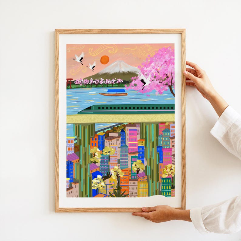 Mount Fuji Wall Art | Tokyo Skyline Poster | Japanese Travel Gift Under 50 | Musuem-Quality Print image 1