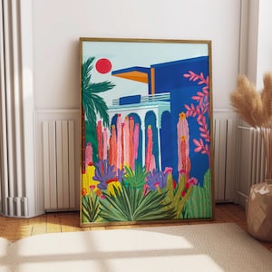 Majorelle Marrakech Print  | Majorelle Garden Wall Art | Jardin Majorelle Art Poster | Housewarming gift | Morocco print  | A3, A2 artprint