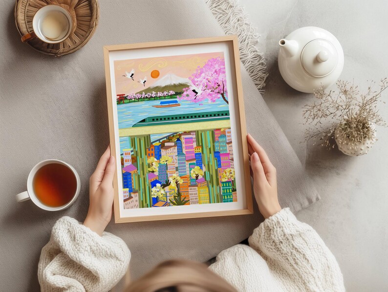 Mount Fuji Wall Art | Tokyo Skyline Poster | Japanese Travel Gift Under 50 | Musuem-Quality Print image 3