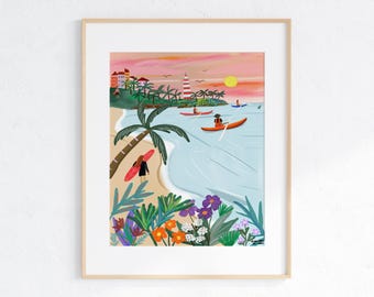 Lámina de surf: Decoración de casa de playa tropical