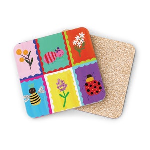Vibrant Delight Coasters - Set of 4 - Colorful and Playful  | Colourful coasters | Coaster set | Maximalist gift stocking stuffer for woman