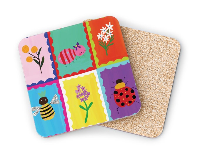 Vibrant Delight Coasters - Set of 4 - Colorful and Playful  | Colourful coasters | Coaster set | Maximalist gift