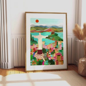 Brazil Travel art print , Rio de Janeiro Poster, Brazil Christ the redeemer Wall art Print | Colourful wall decor, Living room decor