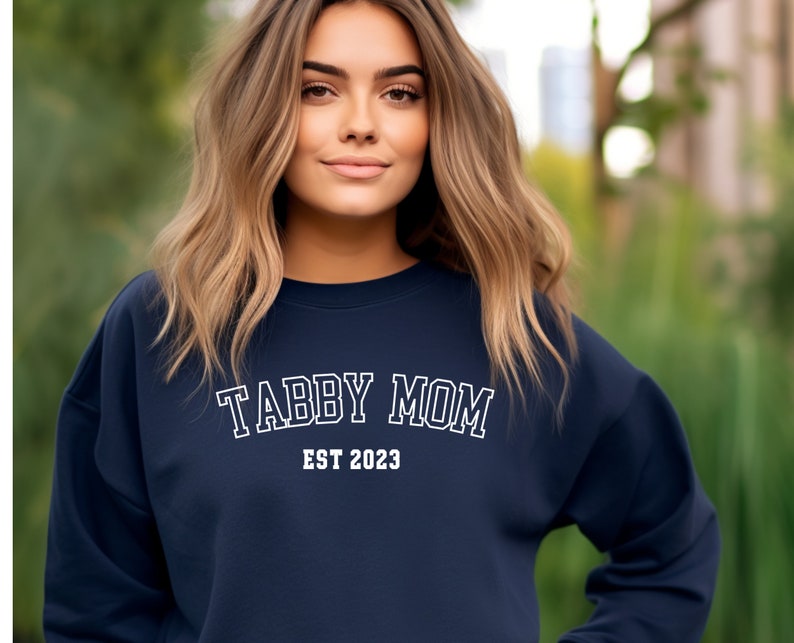 Personalized Tabby Cat Mom Sweatshirt Retro Collegiate Cat Etsy