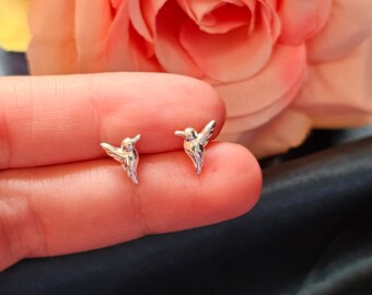 Sterling Silver Hummingbird Earrings, Silver Hummingbird Stud, Small Hummingbirds, Bird Stud, Comfortable And Light Earrings, Earrings Bird