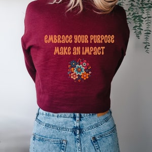Women&#39;s Uplifting Boho Retro Crew Sweatshirt, Two Sided, Vintage Style, Cozy Pullover, Retro Sweatshirt, Inspirational Sweatshirt, Gift