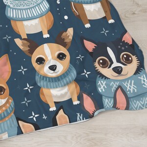 Adorable chihuahua cozy blanket, one of a kind chihuahua inspired design, blanket with doggie vibes, blanket for dog and chihuahua lovers