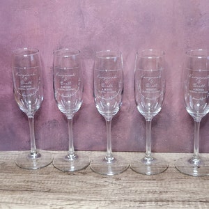Gepersonaliseerde champagneglazen voor huwelijksgunst, bruid en bruidegom champagnefluiten, mooi huwelijkscadeau, gegraveerde champagneglazen