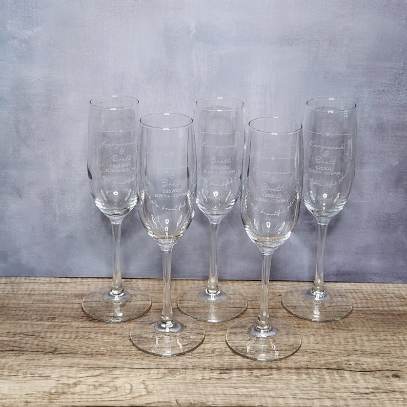 Personalized Champagne Glasses for Wedding Favor, Bride and Groom