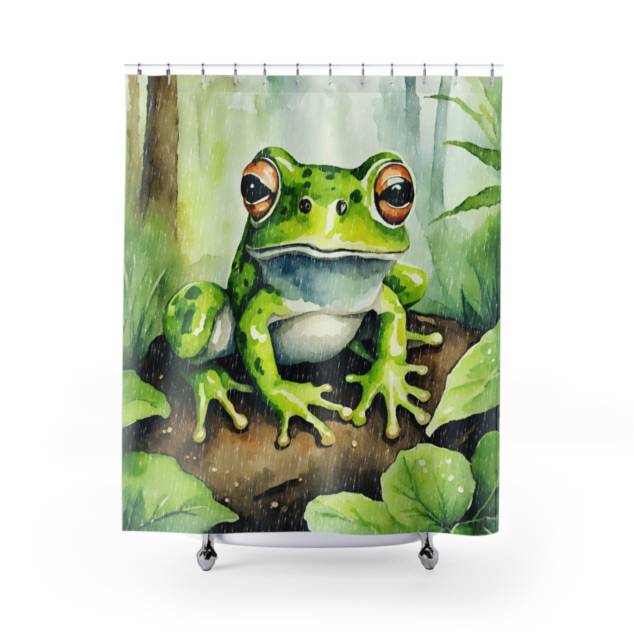 Green Frog Cute Shower Curtain Bathroom Funny Cartoon Waterproof Bath  Curtain Polyester Fabric Dafield Bath Screen