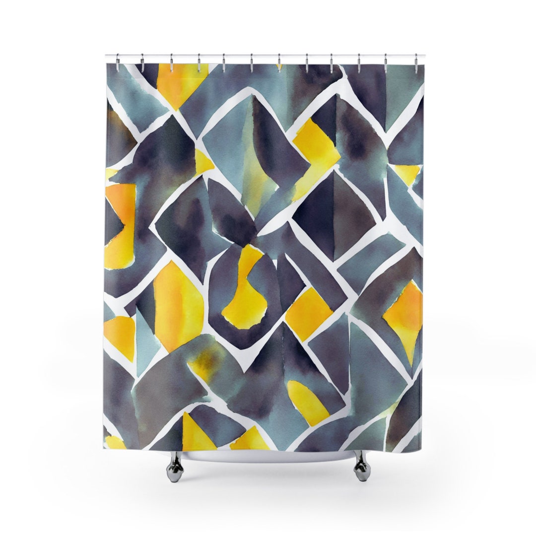 Yellow and Gray, Shower Curtain, Mod Home Decor, Grey and Yellow Decor