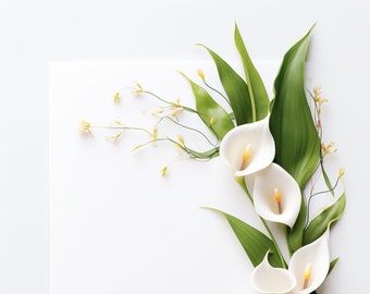 High Resolution Printable Greeting Card, Calla Lilies 5. DIY Blank Template for Customizable Font & Text Design (Word, Photoshop, etc.)