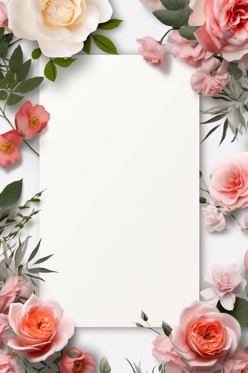 High Resolution Printable Greeting Card, Roses 2. DIY Blank Template ...
