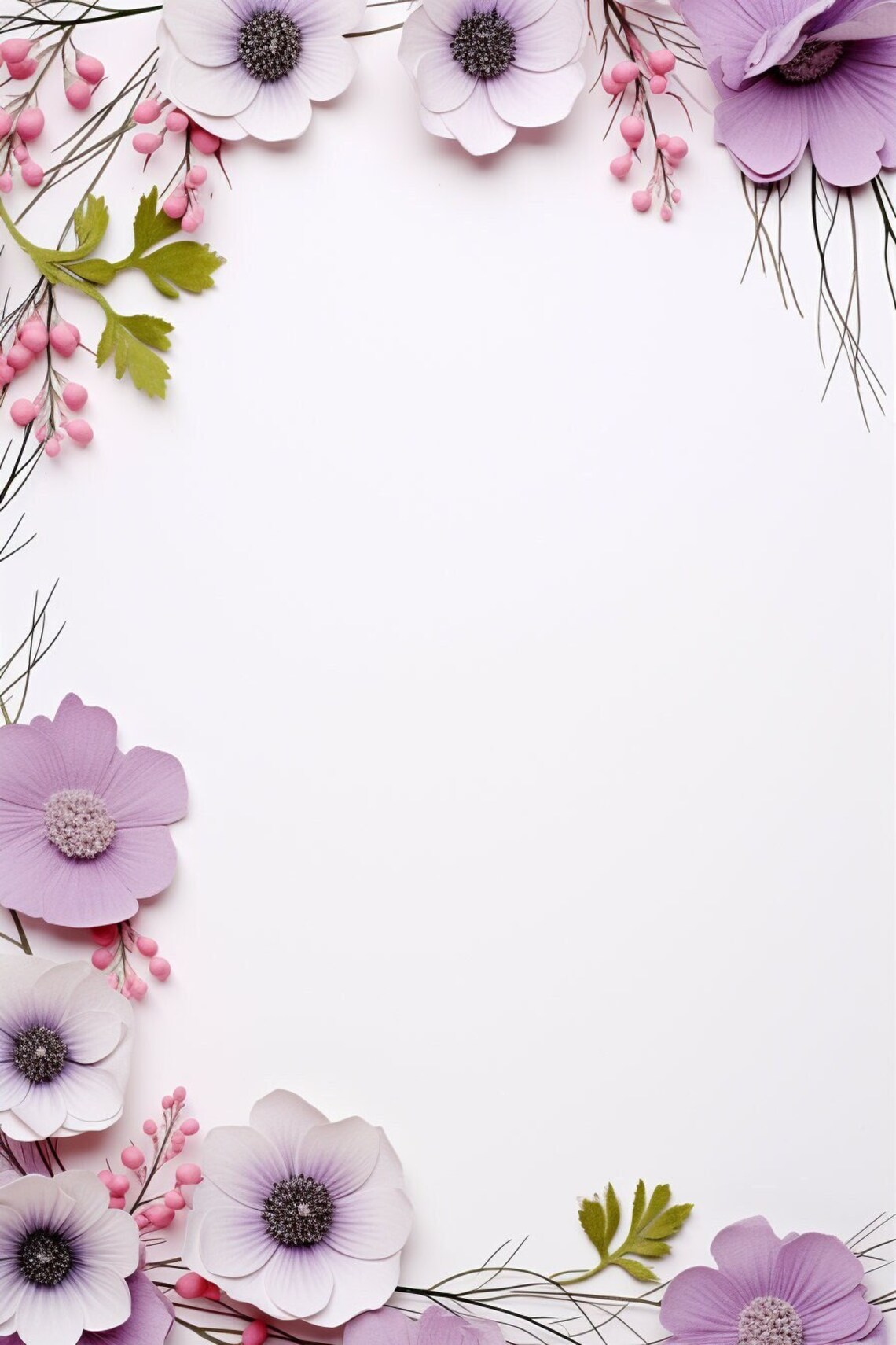 High Resolution Printable Greeting Card, Anemones 6. DIY Blank Template ...