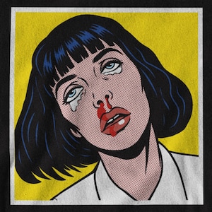 Hand Drawn Pop Fiction T-Shirt - Pulp Fiction Mia Wallace Pop Art Tee Shirt for movie lovers