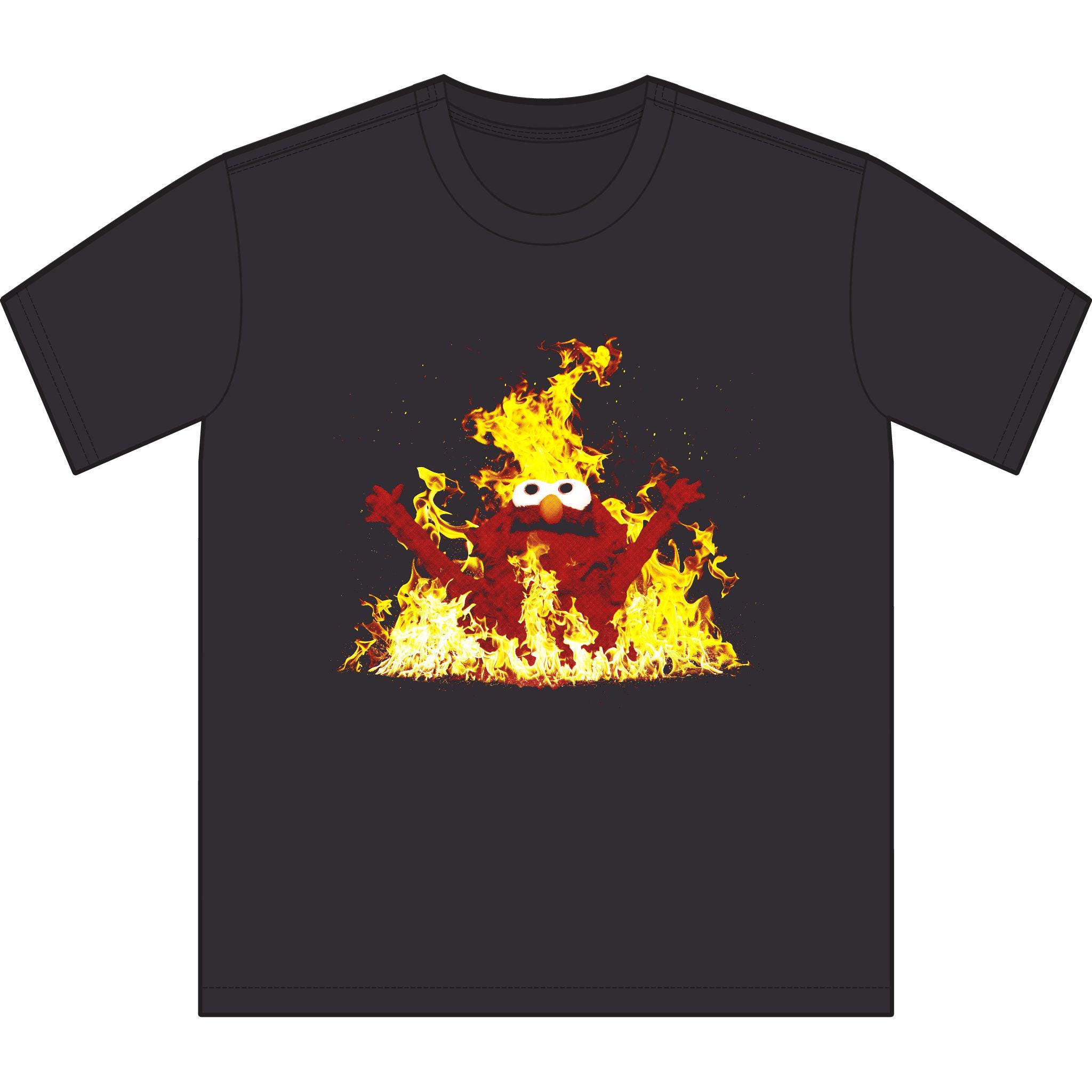 Hellmo Rise Meme T-shirt on Super-soft Unisex Sueded Tee, Firey Elmo ...