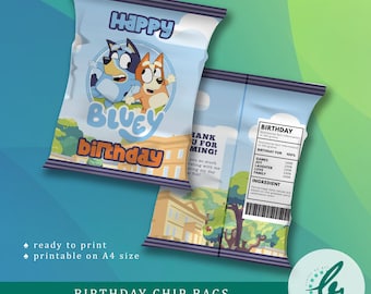 Bluey Birthday Party Chip Bag Template (Digital File)