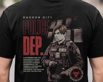 Resident Evil Shirt for Men, Vintage Leon Kennedy STARS T-Shirt, Racoon City Police Tee Unisex, Video Game Merch for Gamer Boyfriend Gift