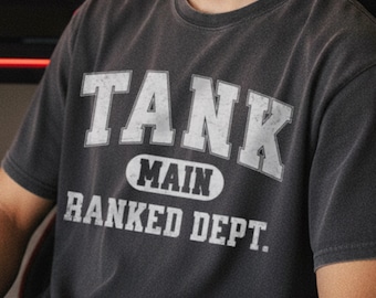Tank Main Shirt, Gamer Boyfriend Gifts, Vintage Unisex Tshirts, Cozy Gamer Sweatshirts, League of Legends Tank Tee, Retro Mens Clothing