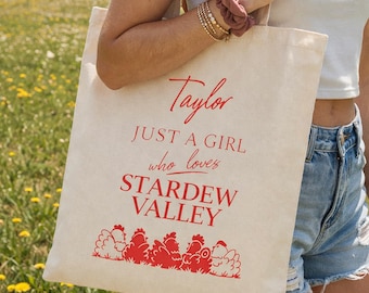 Custom Stardew Valley Tote Bag - Personalized Canvas Tote Bag - Custom Text Tote - Stardew Valley Gift for Her - School Bag