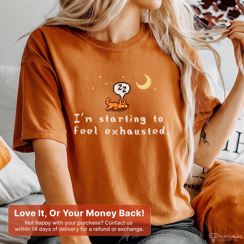 Stardew Valley Funny Cat Shirt, Sleepy Kitty Comfort Colors® Tee, Sarcastic Cat T-Shirt for Stardew Valley Fan, Trendy Cat Mom Shirt zdjęcie 6