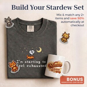 Stardew Valley Funny Cat Shirt, Sleepy Kitty Comfort Colors® Tee, Sarcastic Cat T-Shirt for Stardew Valley Fan, Trendy Cat Mom Shirt zdjęcie 3