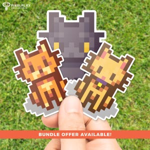 Stardew Valley Stickers, Cute Cat Sticker Bundle, Stardew Valley Vinyl Decal, Video Game Merch, Animal Pixel Art, Back to School Supplies