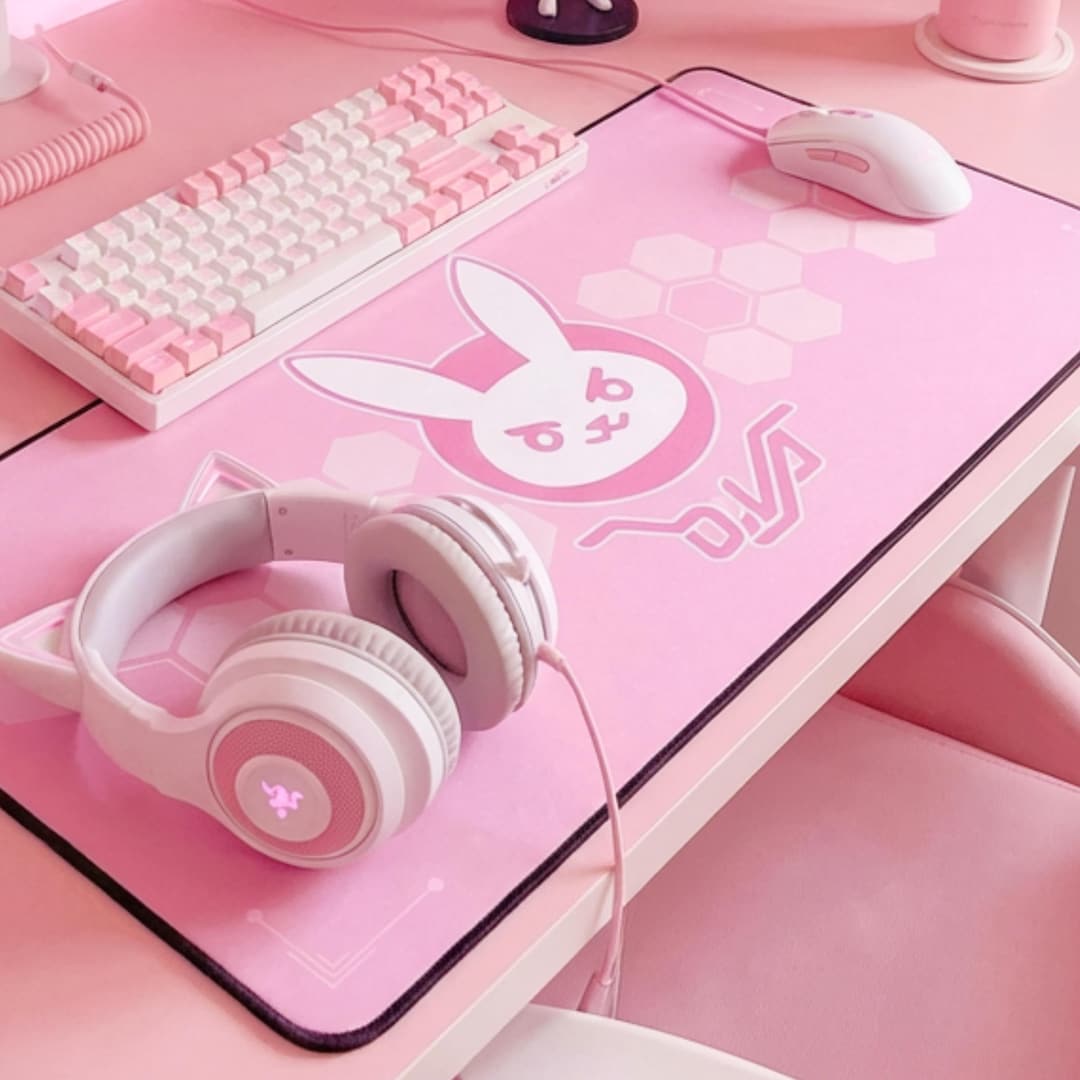 D.va Mouse Pad Overwatch 2 Gaming Desk Mat Pink Gamer Girl
