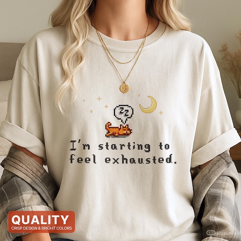 Stardew Valley Funny Cat Shirt, Sleepy Kitty Comfort Colors® Tee, Sarcastic Cat T-Shirt for Stardew Valley Fan, Trendy Cat Mom Shirt zdjęcie 7