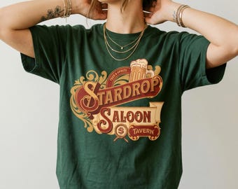 Stardew Valley Sweatshirt Stardrop Saloon Shirt Stardew Valley Merch Vintage Graphic Tee Video Game Tshirt Cute Shirt for Girlfriend Gift