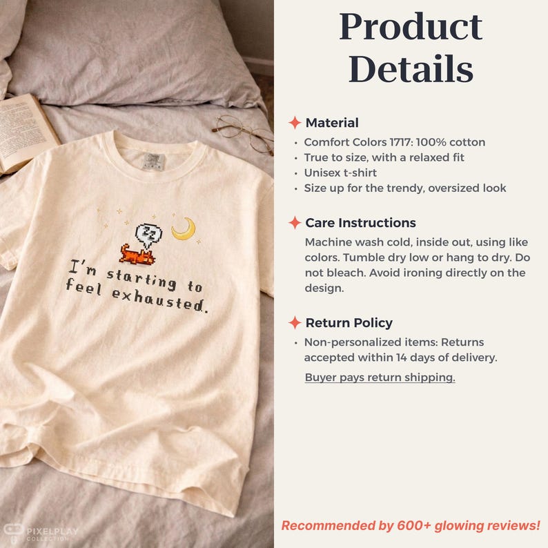 Stardew Valley Funny Cat Shirt, Sleepy Kitty Comfort Colors® Tee, Sarcastic Cat T-Shirt for Stardew Valley Fan, Trendy Cat Mom Shirt zdjęcie 10