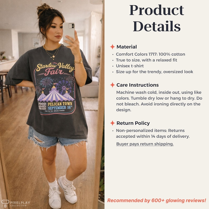 Stardew Valley Fair Comfort Colors Shirt, Stardew Valley Gift, Video Game Merch zdjęcie 9