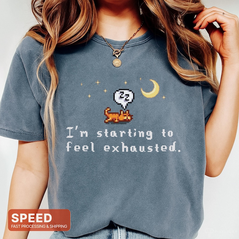 Stardew Valley Funny Cat Shirt, Sleepy Kitty Comfort Colors® Tee, Sarcastic Cat T-Shirt for Stardew Valley Fan, Trendy Cat Mom Shirt zdjęcie 2