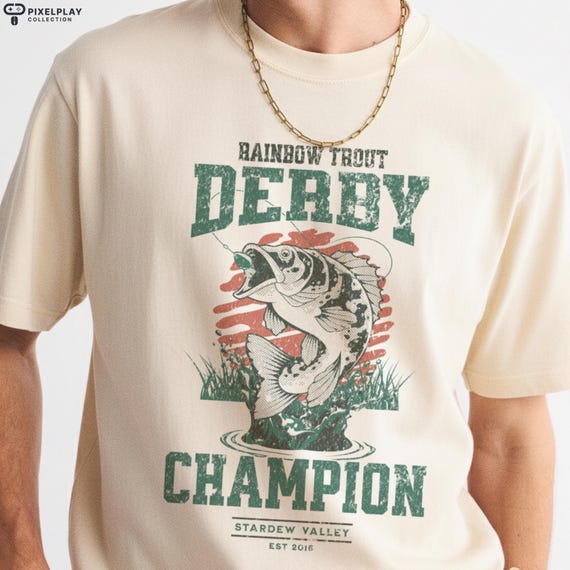 Stardew Valley Shirt, Trout Derby T-shirt, Vintage Fishing Tee, Stardew Valley Sweatshirt, Unisex Retro Graphic Tshirt, Gifts for Boyfriend