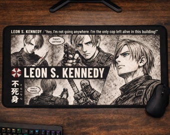 Resident Evil Gaming Mousepad, Large RE4 Mouse Pad, Japanese Anime Mousepad, Leon Kennedy Desk Mat, Anime TCG Playmat