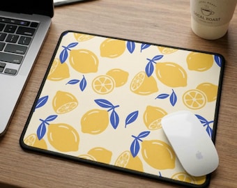 Art Deco Lemon Mouse Pad, Women's Home Office Desk Accessories, Office Decor Desk Mat, Teacher Gift for Her, Gaming Mouse Pad Cute