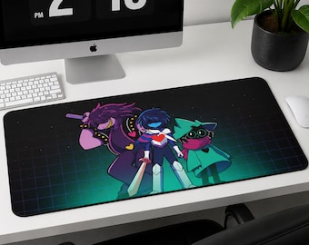 Deltarune Gaming Mousepad for PC Gamer Setup, Large Mouse Pad for Game Room Decor, Undertale Video Game Desk Accessories, Kris Susie Ralsei