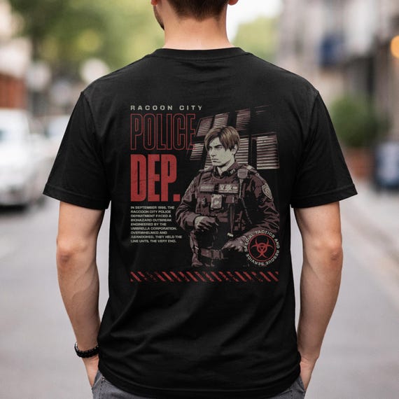Resident Evil Shirt for Men, Vintage Leon Kennedy STARS T-Shirt, Racoon City Police Tee Unisex, Video Game Merch for Gamer Boyfriend Gift